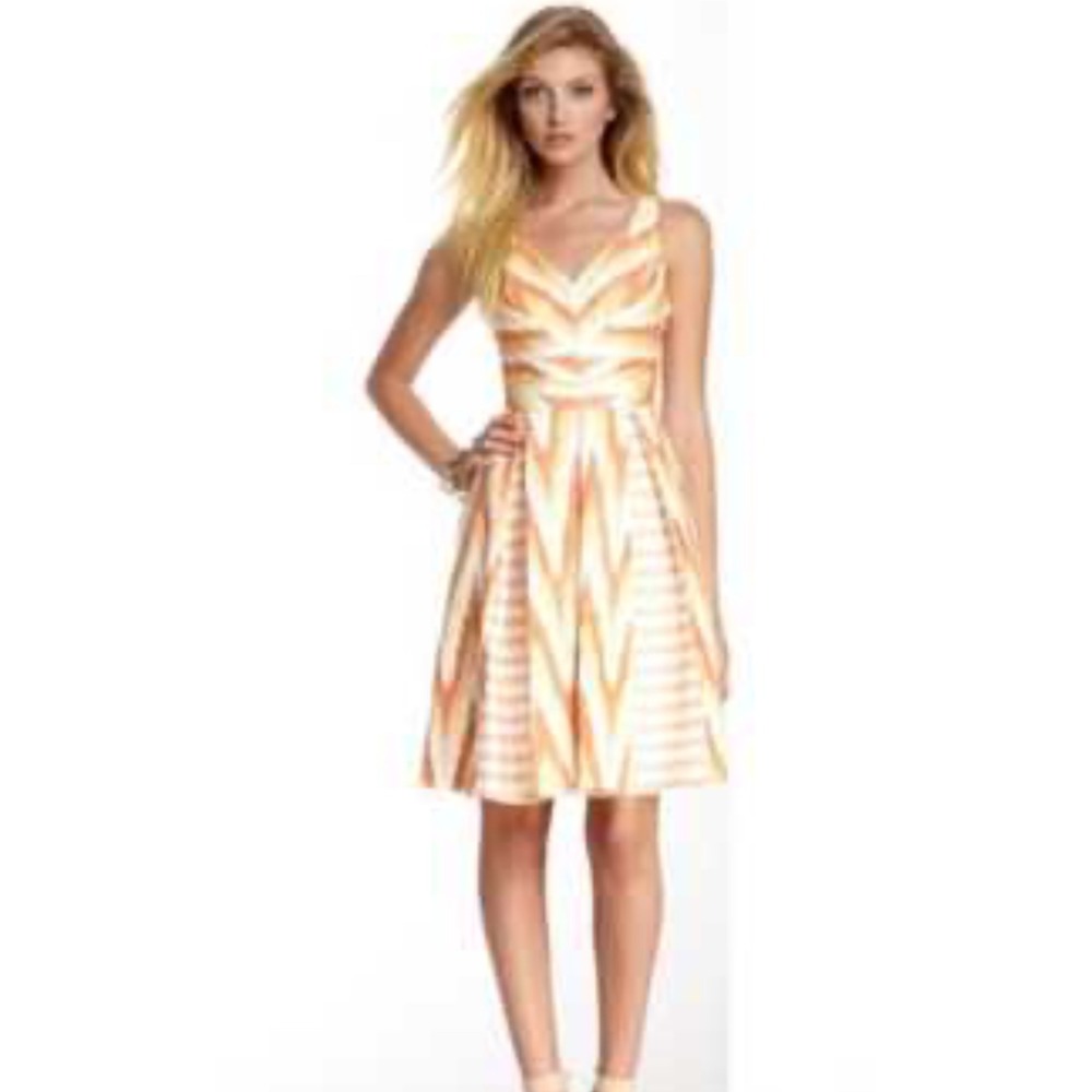 Eva Franco Bisous Dress Size 10 Cool Ikat Print Sleeveless Fit & Flare geometric
